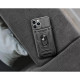 Apple iPhone 12 ütésálló hátlap gyűrűvel és kameravédővel - Slide Armor - fekete