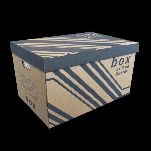 Archiváló konténer karton doboz fedeles 52x35x30cm, külön záródó levehető fedél