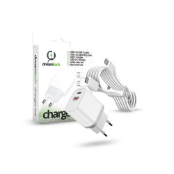 Dreamtech töltő szett Dual USB-C+A Kábel Lightning to USB-C