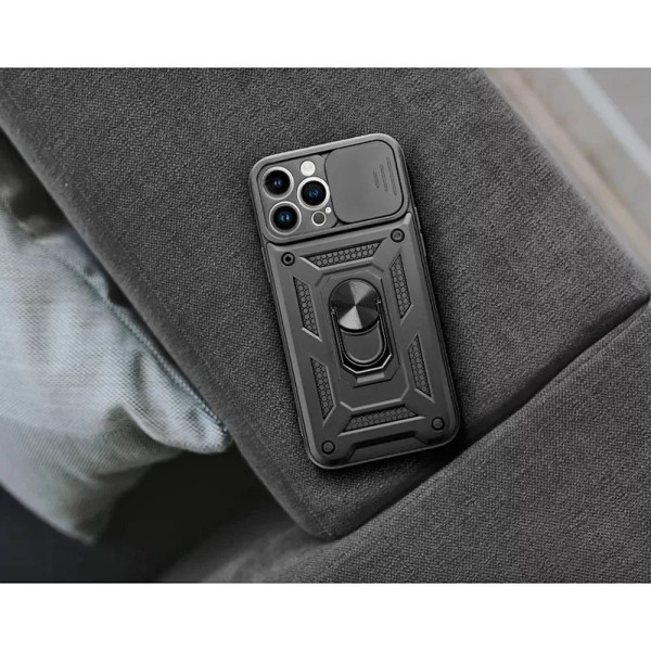 Samsung A536U Galaxy A53 5G ütésálló hátlap gyűrűvel és kameravédővel - Slide Ar