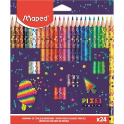 Színes ceruza készlet, háromszögletű, MAPED Pixel Party,24 különböző szín 862206