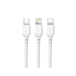 XO NB103 3in1 töltőkábel USB to Micro USB / Type-c / Lightning 1M 2,1A Fehér